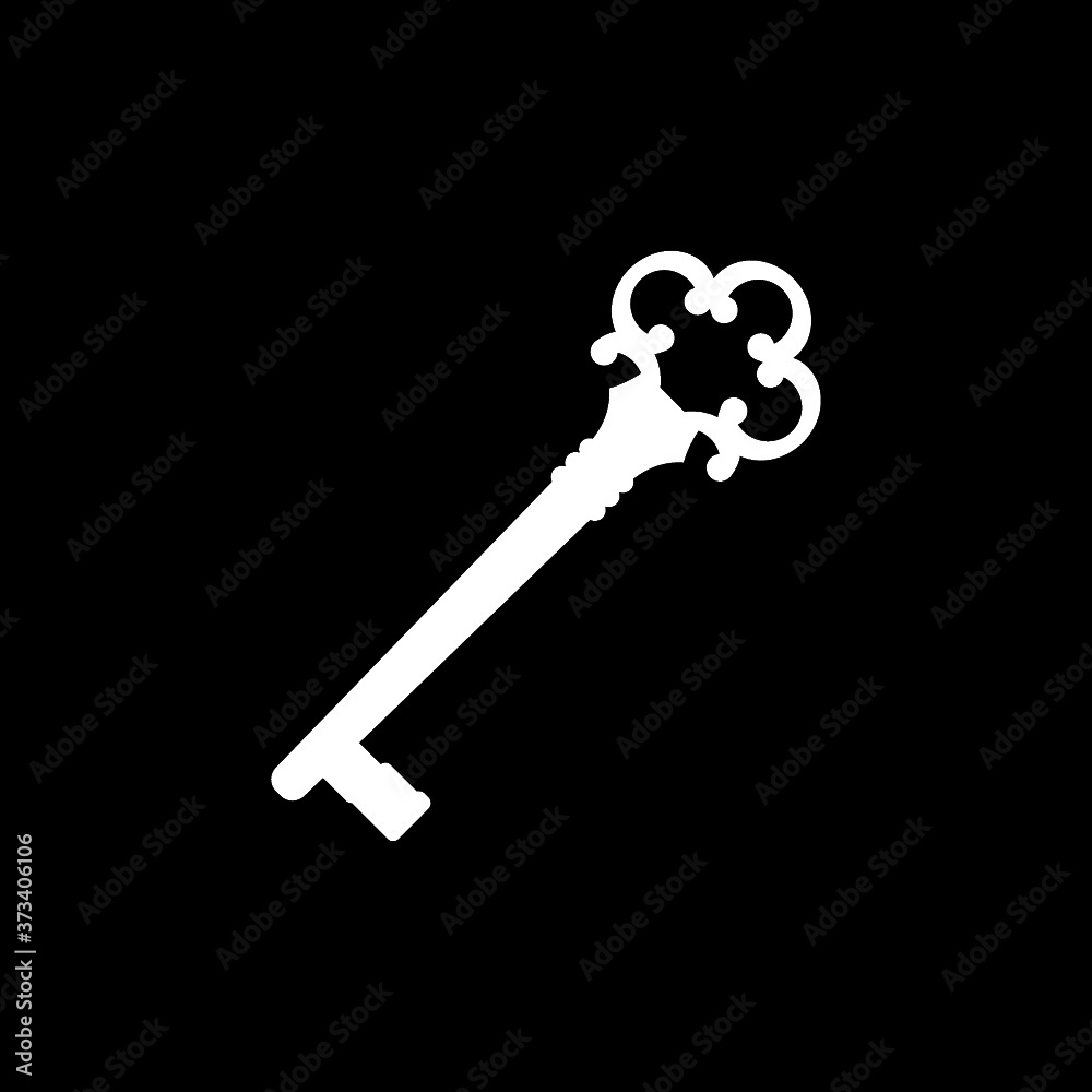 Old key icon isolated on dark background Old key icon isolated on dark background