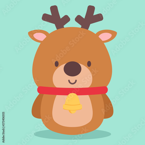 Cute reindeer character. Flat design style vector illustration.