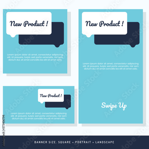 NEW PRODUCT ! Blue and white color with chat bubble and a announcement.
Banner for digital and printout vector AI, eps10