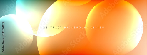 Vector abstract background liquid bubble circles on fluid gradient with shadows and light effects. Shiny design templates for text