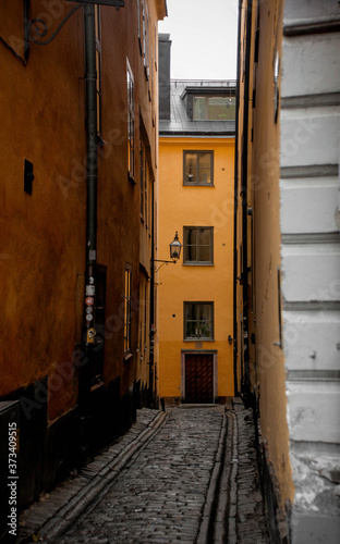 Photography narrow street in stockholm