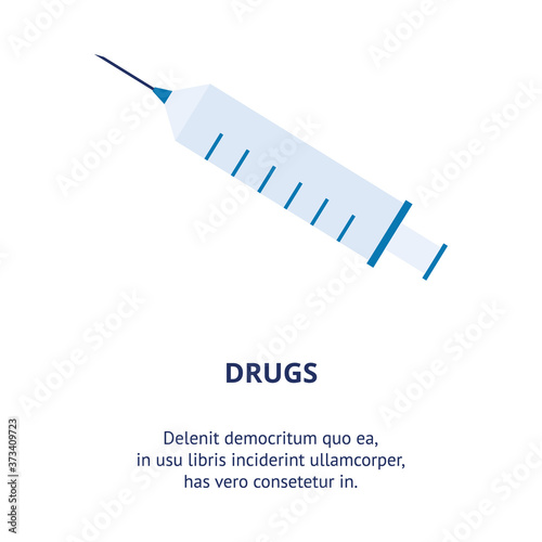 Drugs poster with syringe icon and description text template