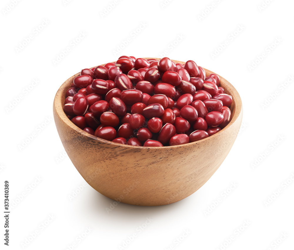 Bowl of adzuki beans isolated on white background - clipping path included Bowl of adzuki beans isolated on white background - clipping path included