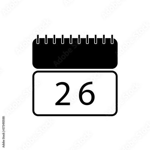 26th Calendar icon. Flat design style.Modern flat Web site page and mobile app design vector element.