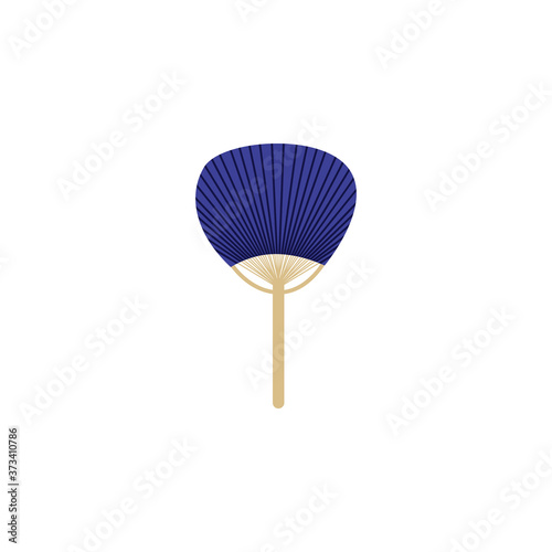 Japanese or chinese folding blue fan icon, flat vector illustration isolated.