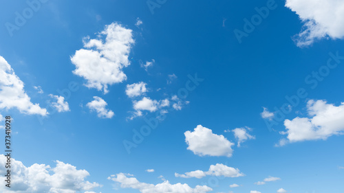 Fototapeta Naklejka Na Ścianę i Meble -  Panoramic beautiful, clear blue sky background, clouds with background.
