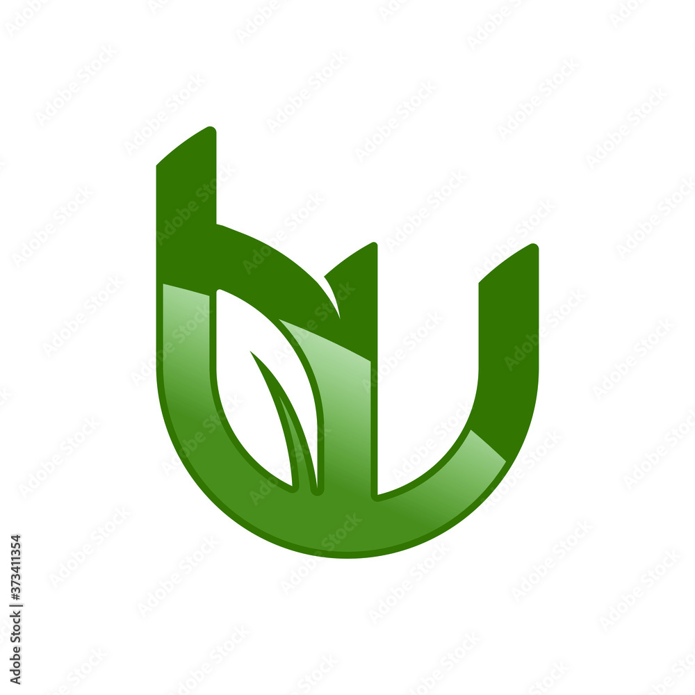 BW letter logo for healing, natural natural, medicinal green leaves BW letter logo for healing, natural natural, medicinal green leaves
