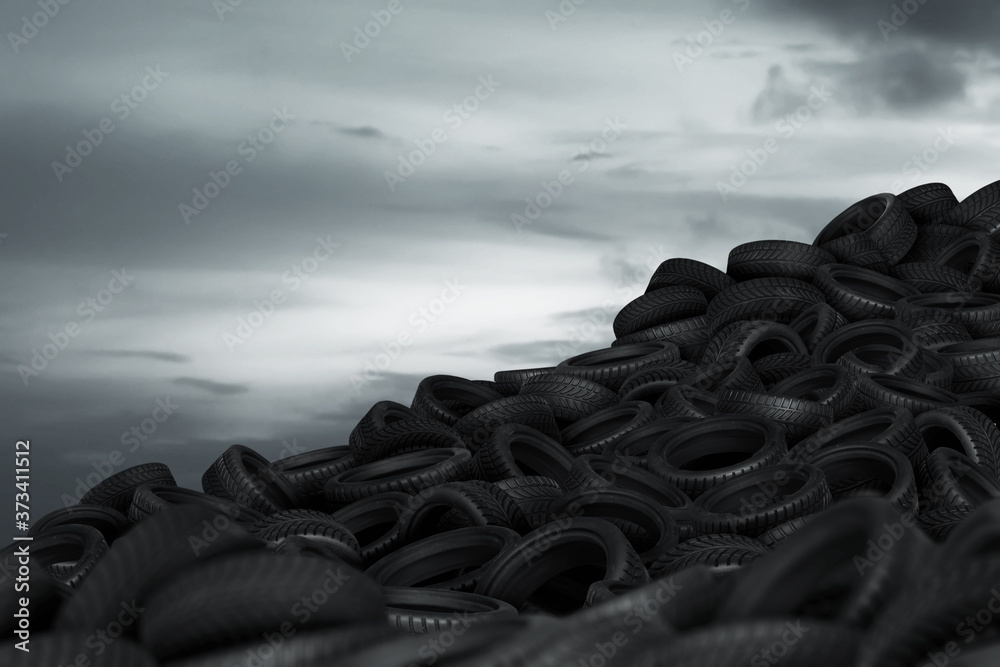 Obraz premium Pile of used car tires