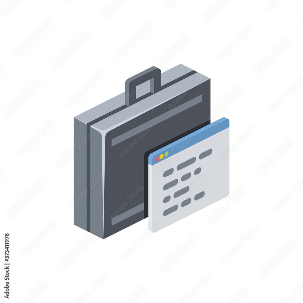 Fototapeta premium Breaf case development code. Vector 3d isometric, color web icons set, new flat style. Creative illustration, idea for infographics.