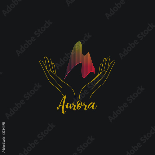 Aurora logo, hand drawing silhouette, fancy logo hand