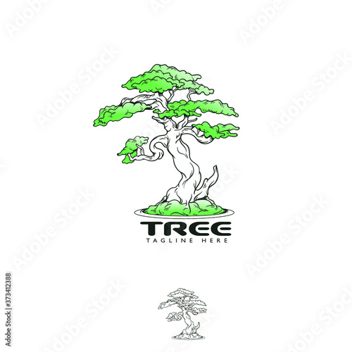 tree logos, woody plant leaves, plants