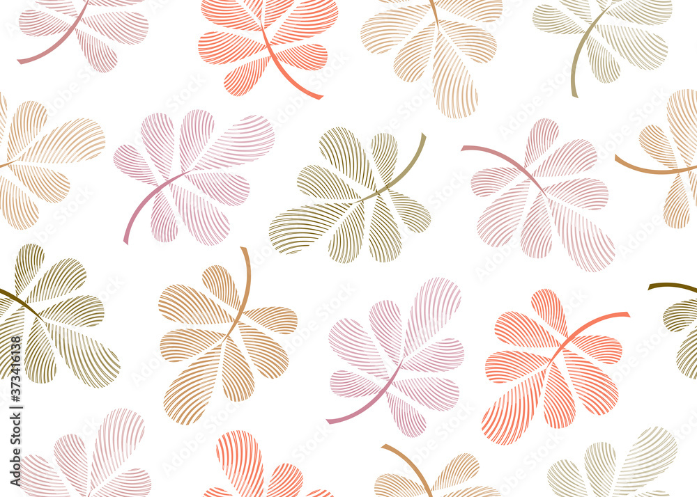 Vector floral seamless pattern. Colorful pastel autumn leaves isolated on white background.