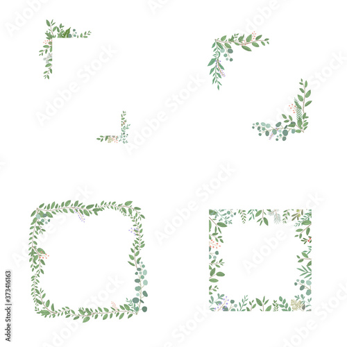 葉　植物　新緑　緑　四角　フレーム