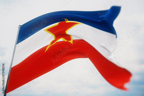 Canvastavla Waving flags of the world - flag of Yugoslavia