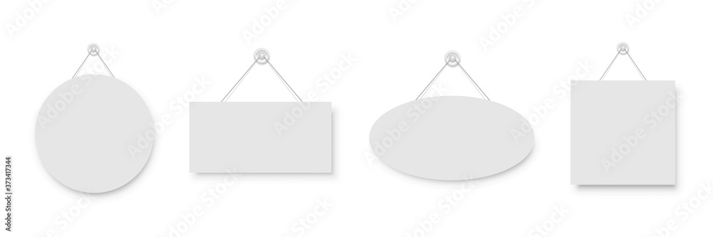 Φωτογραφία Realistic empty blank white signboards hanged on suction cup