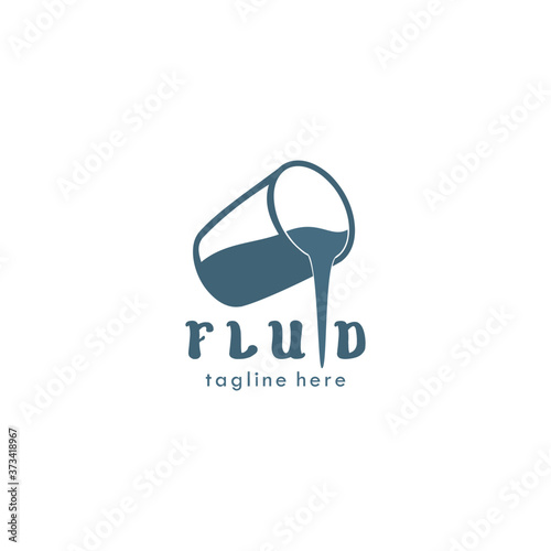 Stock Vector Silhouette Glass Pour Water Liquid Fluid Design Logo