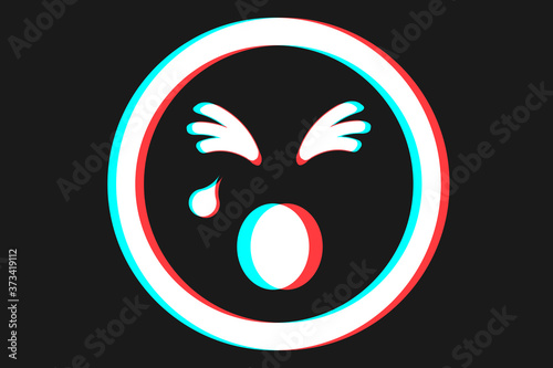 Smile icon Vector illustration in blue red and white colors