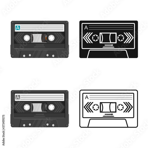 Isolated object of cassette and tape icon. Graphic of cassette and reel stock vector illustration.