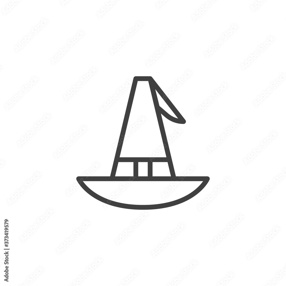Wizard hat line icon. linear style sign for mobile concept and web design. Witch hat outline vector icon. Symbol, logo illustration. Vector graphics Wizard hat line icon. linear style sign for mobile concept and web design. Witch hat outline vector icon. Symbol, logo illustration. Vector graphics
