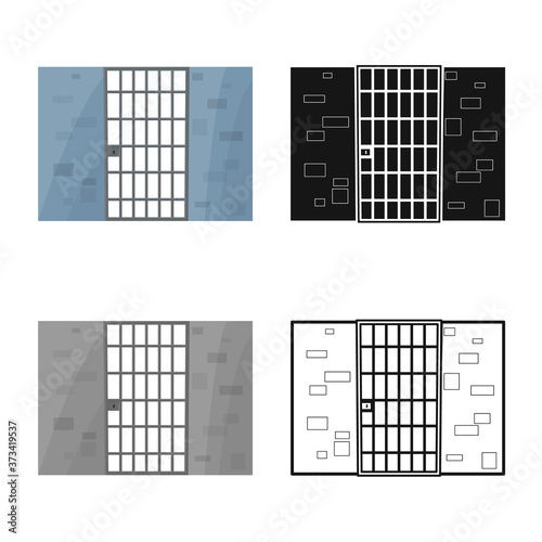 Vector design of door and entrance logo. Web element of door and grate vector icon for stock.