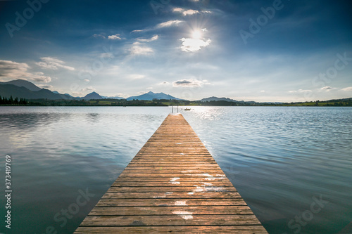 Hopfensee with wooden landing stage