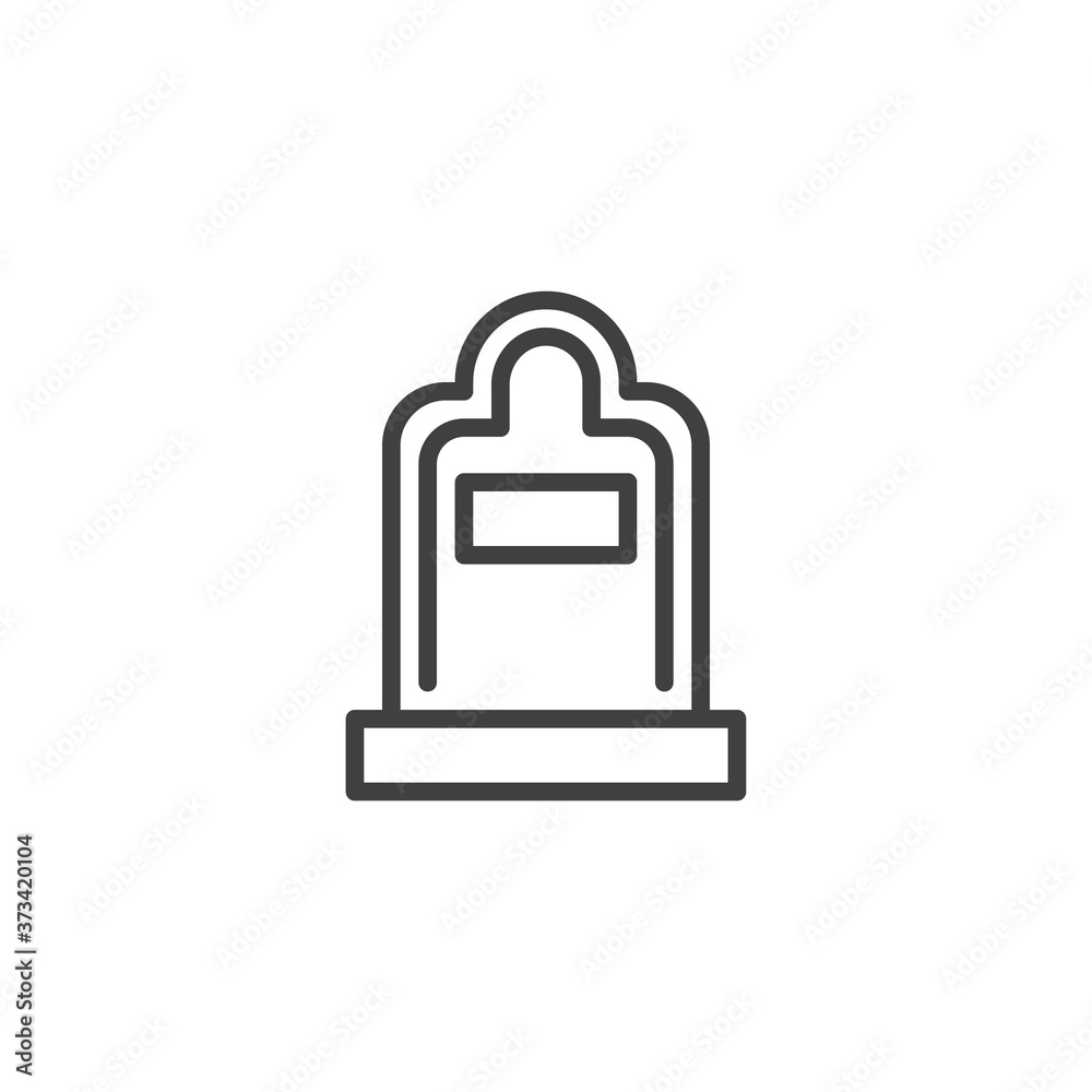 Gravestone line icon. linear style sign for mobile concept and web design. Tombstone outline vector icon. Cemetery symbol, logo illustration. Vector graphics Gravestone line icon. linear style sign for mobile concept and web design. Tombstone outline vector icon. Cemetery symbol, logo illustration. Vector graphics