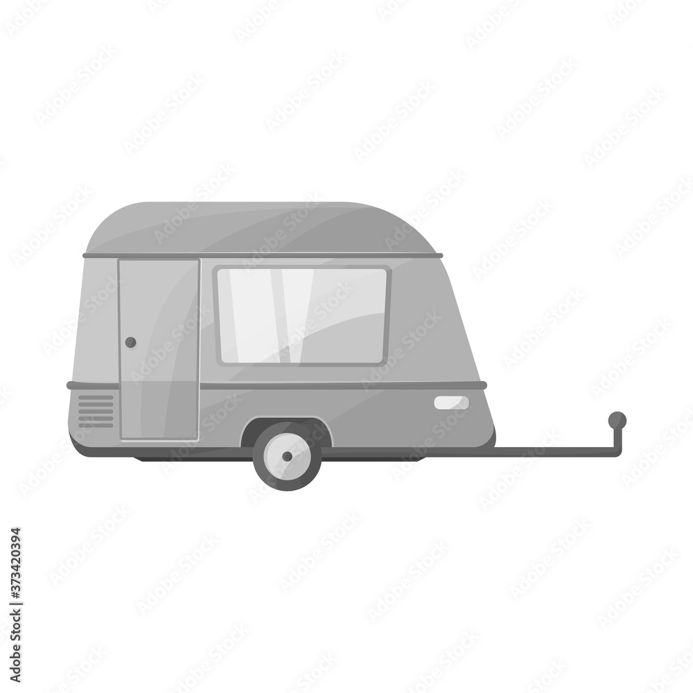 Vector illustration of trailer and vintage logo. Graphic of trailer and van stock symbol for web.