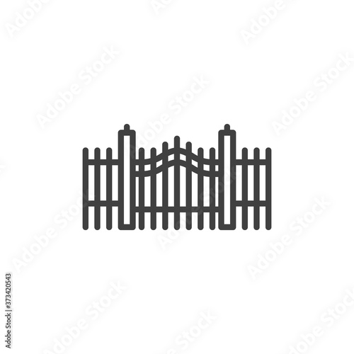 Cemetery gate line icon. linear style sign for mobile concept and web design. Entrance gate outline vector icon. Symbol  logo illustration. Vector graphics