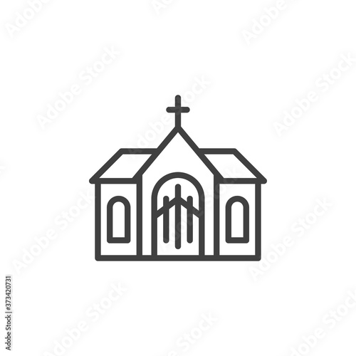 Church building line icon. linear style sign for mobile concept and web design. Church with cross outline vector icon. Symbol, logo illustration. Vector graphics