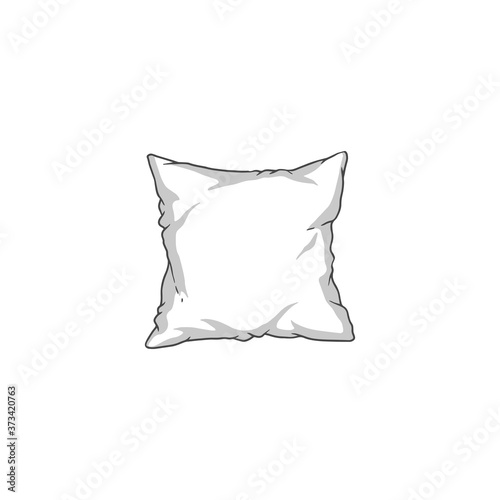 White square pillow black line vector illustration in sketch style isolated.