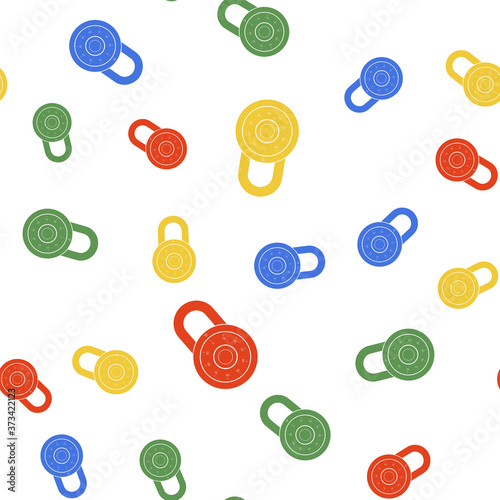 Color Safe combination lock wheel icon isolated seamless pattern on white background. Combination Padlock. Protection concept. Password sign. Vector.