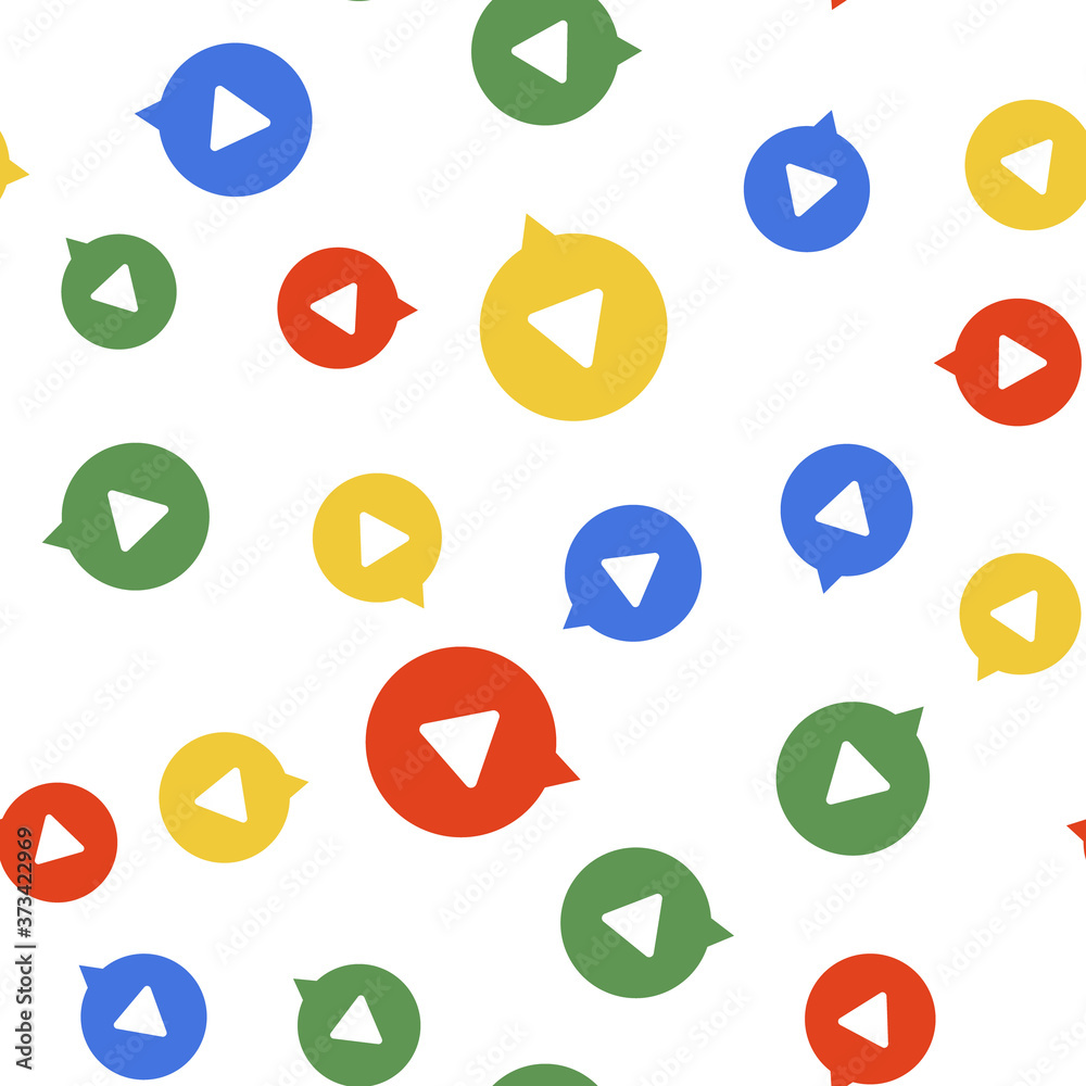 Color Play in circle icon isolated seamless pattern on white background. Vector. Color Play in circle icon isolated seamless pattern on white background. Vector.