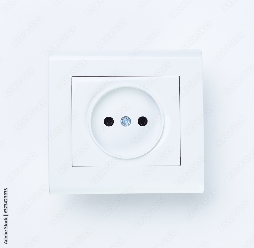 White plastic socket on a white background. White plastic socket on a white background.