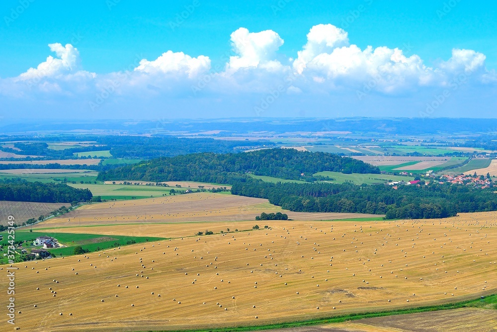 Obraz premium view of the summer landscape of the Moravian countryside, North Moravia, Czech Republic