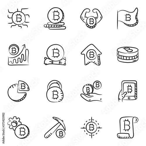  Pack of Bitcoin Doodle Icons 