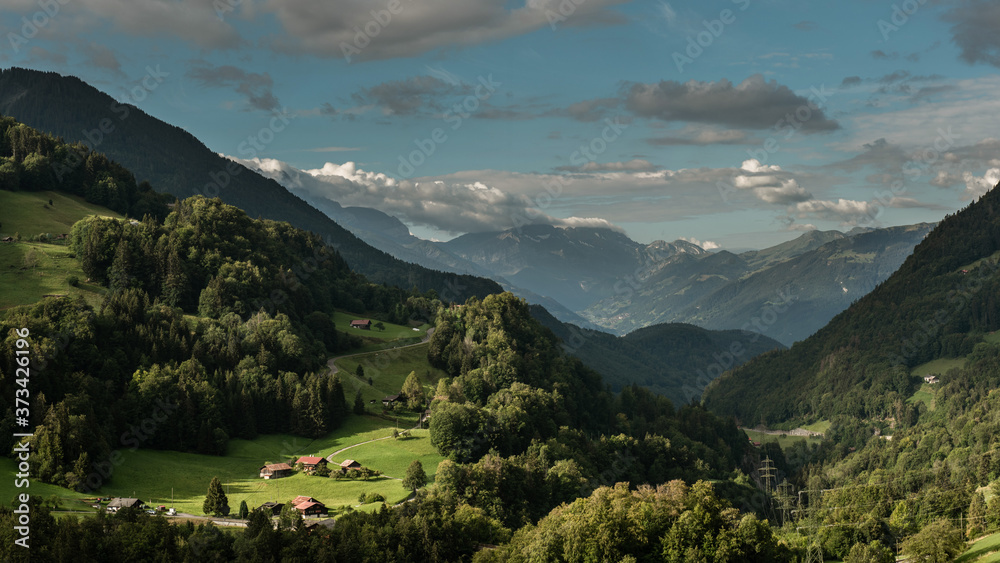 Panorama of the mountains in Switzerland 