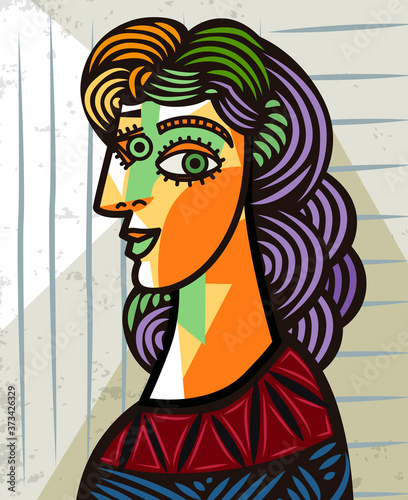 beautiful cubist woman portrait