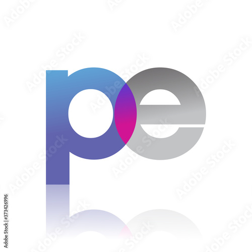 Initial Letter PE Lowercase overlap Logo Blue, pink and grey, Modern and Simple Logo Design.