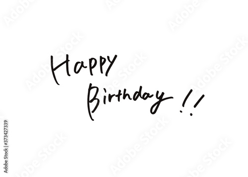 躍動感のあるHappy Birthdayの手書き文字　言葉　文字　誕生日　メッセージ　Happy Birthday　お祝い　手描き　happy birthday brush lettering photo