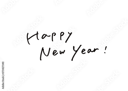 Happy New Year　手書き文字　文字　言葉　手描き　新年　飾り　素材　グラフィック素材　装飾　言葉　ベクター　親しみやすい　