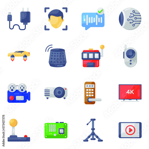 
Electronic and Technology Devices Icons in Modern Flat Style Pack 
