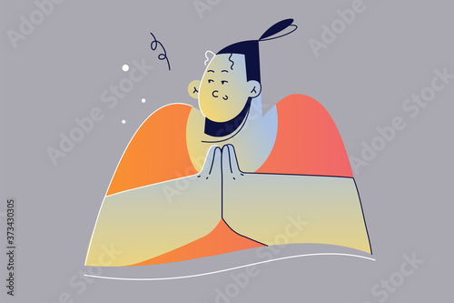 Emotion, face, expression, idea, plan, mystery concept. Young happy cunning woman girl teengaer cartoon character planning something tricky moving fingers near chest smiling mysteriously looking aside