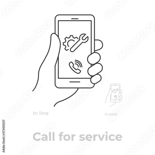 Call for service concept line icon illustration vector symbol