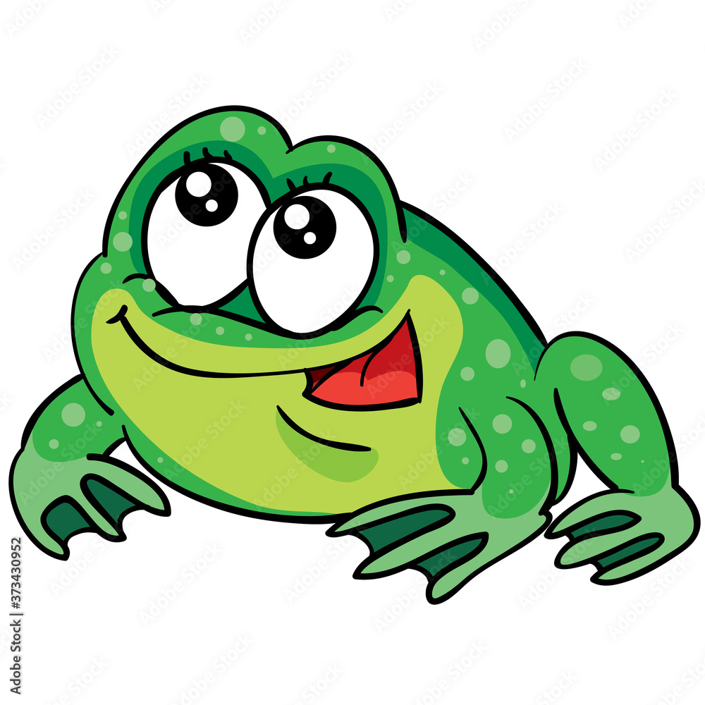 Fototapeta premium cute frog, toy, cartoon illustration, postcard, isolated object on white background, vector illustration,