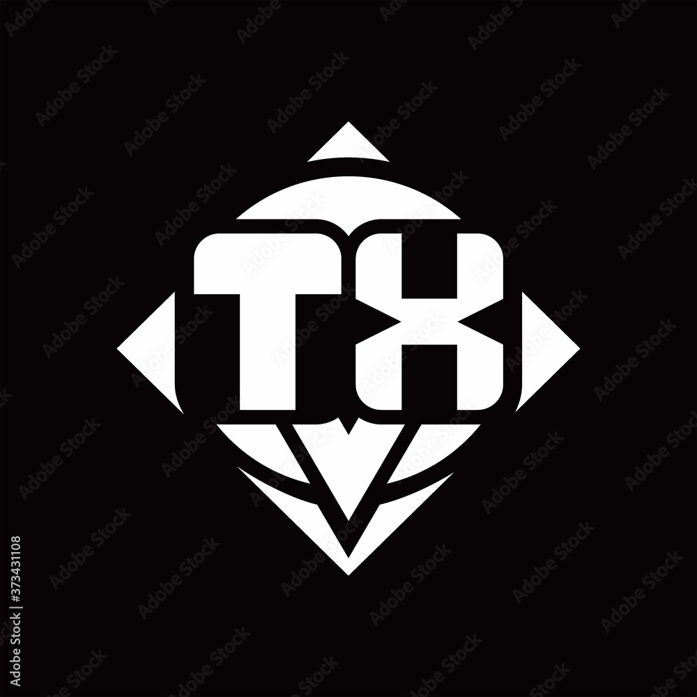 TX Logo monogram with circle shape and square rotate rounded design template TX Logo monogram with circle shape and square rotate rounded design template