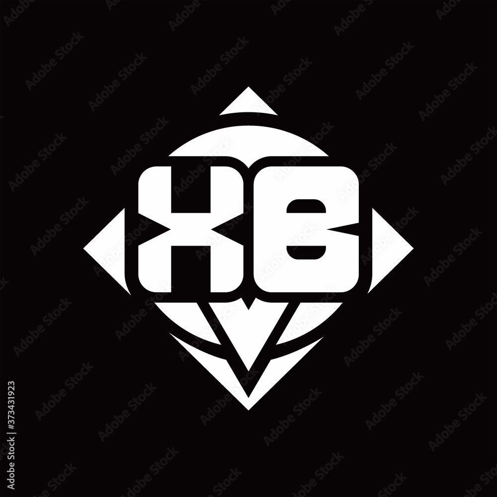 XB Logo monogram with circle shape and square rotate rounded design template XB Logo monogram with circle shape and square rotate rounded design template