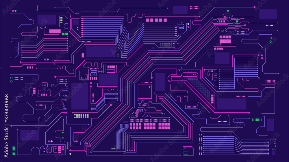 Digital circuit board elements abstract background