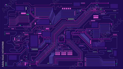 Digital circuit board elements abstract background photo