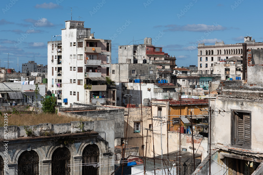 Skyline of Old Havana Cuba at daytime.