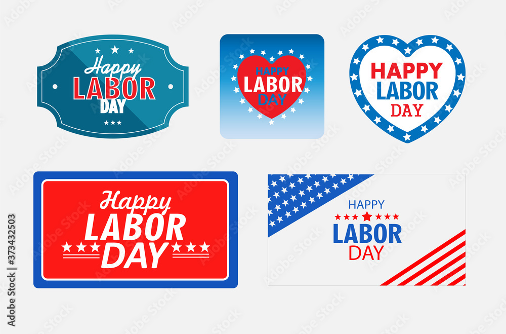 happy labor day  web icons or banners, set